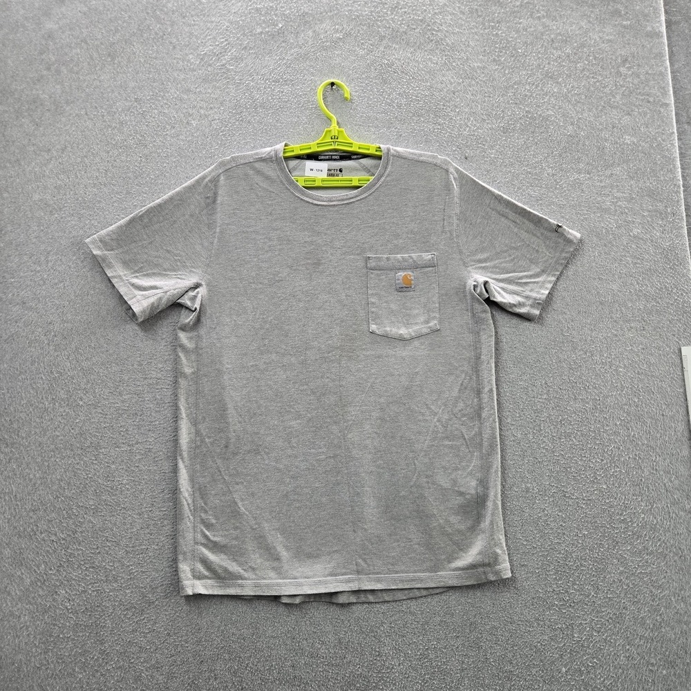 Carhartt Men Shirt M Gray Embroidered TK4616-M Logo Relaxed Short Sleeve
